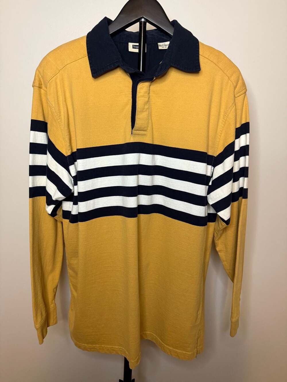 100% Cotton Haggar Long Sleeve Rugby Shirt Size L